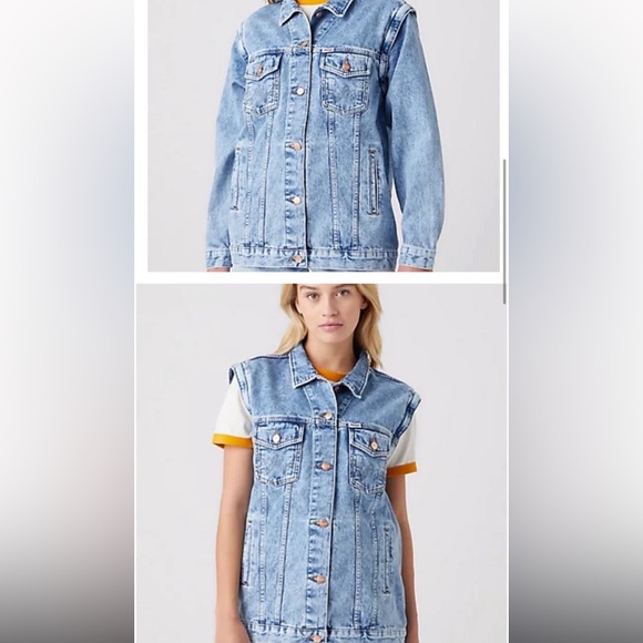 2 in 1 Wrangler Heritage Jean denim jacket zip off sleeves jacket! - Picture 3 of 16